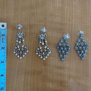 White Blue Crystal Chandelier Earrings Bundle